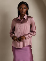 [Pale Mauve] SilkSilky  Long Sleeve Lapel Collar Women's Shirts 003