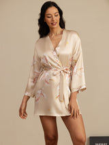 [Champagne] SilkSilky  3/4 Sleeve Women's Robe 003