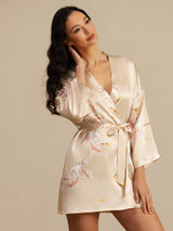 [Champagne] SilkSilky  3/4 Sleeve Women's Robe 004