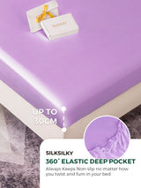 [Lavender] Lavender silk fitted sheet with 30cm deep pocket and 360° elastic edge 004