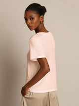 [Light Pink] SilkSilky  Short Sleeve Round Neck Women's T-Shirt 002
