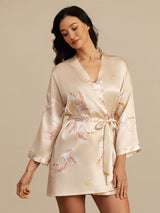 [Champagne] SilkSilky  3/4 Sleeve Women's Robe 006