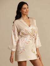 [Champagne] SilkSilky  3/4 Sleeve Women's Robe 003