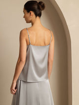 [Griffin Gray] Light gray silk spaghetti strap camisole with fitted back 002