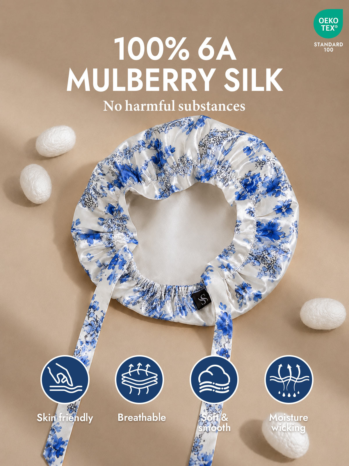 [Blue and White Porcelain] SilkSilky  Sleep Cap 002