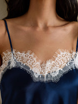 [Dark Blue] SilkSilky  Spaghetti Strap V Neck Camisole Top 004
