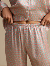 [Pink Heart Geo] SilkSilky  Short Sleeve Lapel Collar Women's Pajamas 007