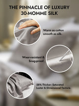 [Gray] 30 Momme silk pillowcase close-up showing smooth, thick, snag-proof fabric 002