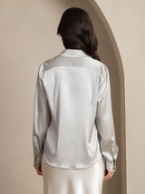 [Light Gray] SilkSilky  Long Sleeve Lapel Collar Women's Shirts 003