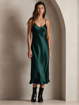 [Dark Green] SilkSilky  Spaghetti Strap V Neck Nightgown 007