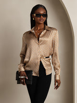 [Floral] SilkSilky  Long Sleeve Lapel Collar Women's Shirts 007