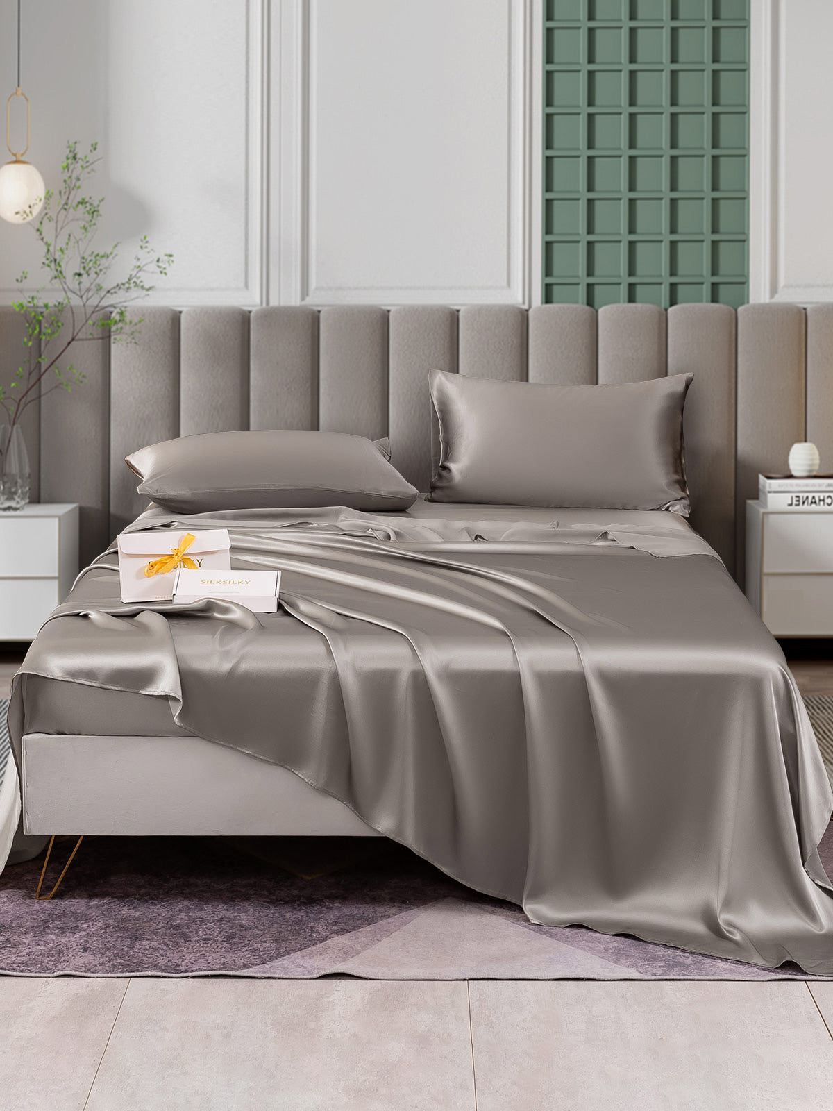 [Gray] SilkSilky  Bedding Set 001