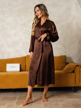 [Brown] SilkSilky  Long Sleeve Women's Robe 004