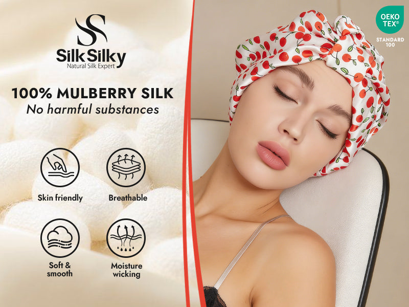 100% Mulberry Silk Night Turban Bonnet - Detail 1