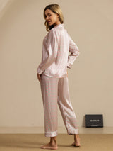 [Pink Heart Geo] SilkSilky  Short Sleeve Lapel Collar Women's Pajamas 002