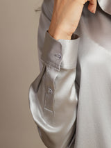 [Light Gray] SilkSilky  Long Sleeve Lapel Collar Women's Shirts 004
