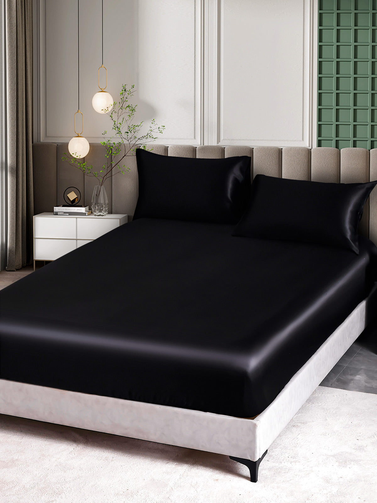 [Black] SilkSilky  Bedding Set 001