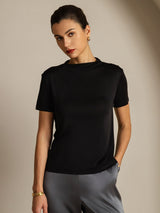 [Black] SilkSilky  Short Sleeve Women's T-Shirt 001