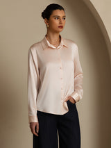 [Light Pink] SilkSilky  Long Sleeve Lapel Collar Women's Shirts 006