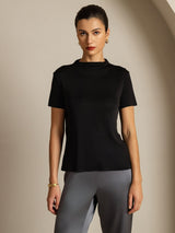 [Black] SilkSilky  Short Sleeve Women's T-Shirt 003