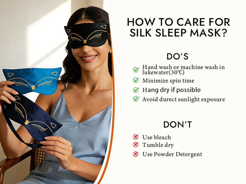100% Mulberry Silk Cat Embroidered Eye Mask - Detail 4