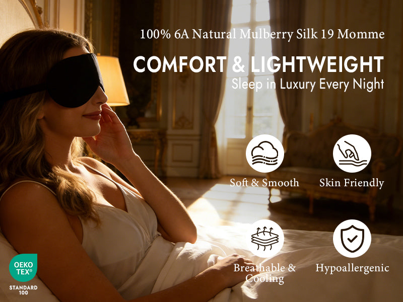 100% Mulberry Silk Elastic Band Sleep Eye Mask - Detail 2