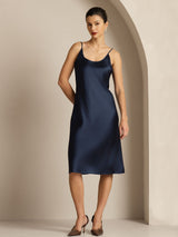 [Dark Blue] SilkSilky  Spaghetti Strap U Neck Dress 003