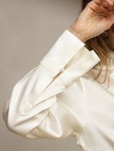 [Ivory] SilkSilky  Long Sleeve Keyhole Neck Women's Blouse 007