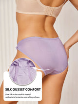 [Lavender] Lavender mulberry silk bikini panties with bow detail and silk gusset comfort 004