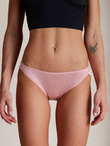 [Pink] Pink mulberry silk bikini panty with side bows and low-rise fit 001