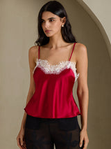 [Wine] SilkSilky  Spaghetti Strap V Neck Camisole Top 001