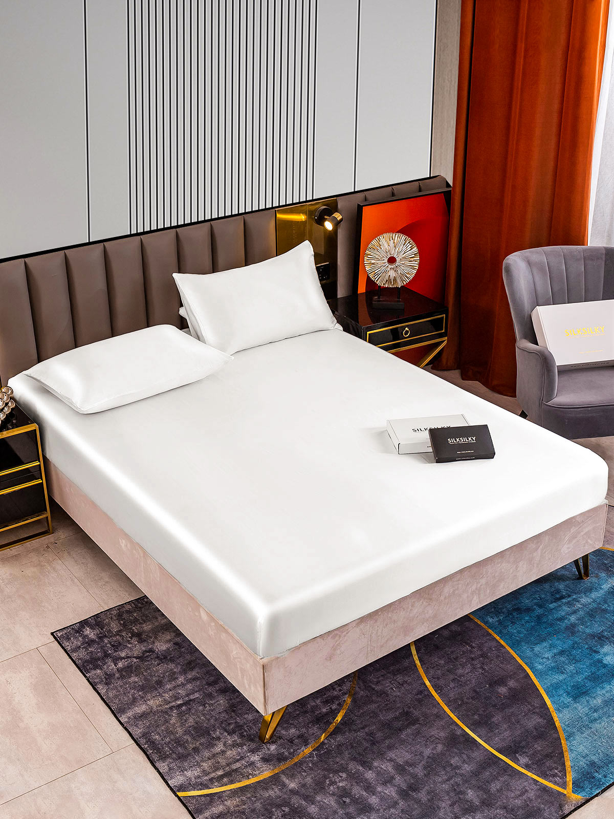 [White] SilkSilky  Bedding Set 002