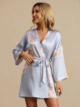 [Light Blue] SilkSilky  3/4 Sleeve Women's Robe 001