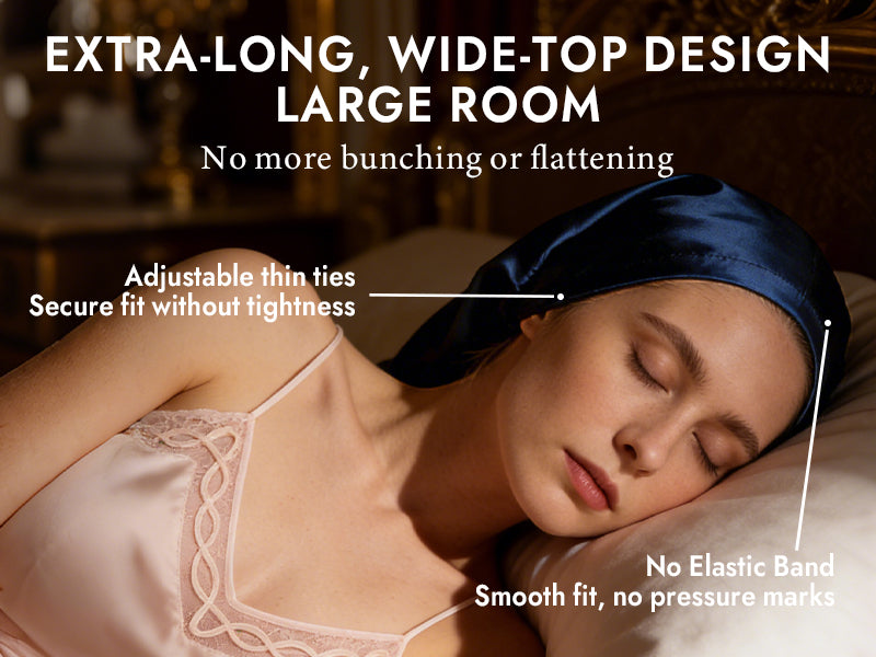 100% Mulberry Silk Elegant Bonnet for Long Hair - Detail 3