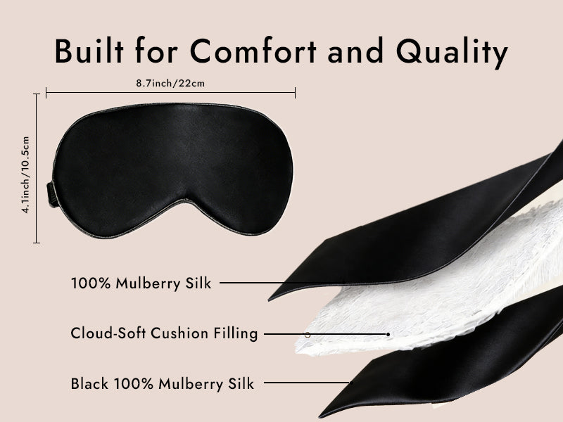 100% Mulberry Silk Elastic Band Sleep Eye Mask - Detail 3