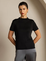 [Black] SilkSilky  Short Sleeve Women's T-Shirt 005