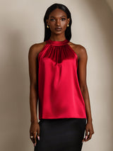 [Wine] SilkSilky  Sleeveless Halter Women's T-Shirt 005