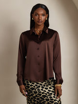 [Bitter Chocolate] SilkSilky  Long Sleeve Lapel Collar Women's Shirts 004