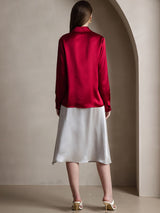 [Wine] SilkSilky  Long Sleeve Lapel Collar Women's Shirts 002