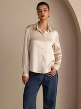 [Brown Rice] SilkSilky  Long Sleeve Lapel Collar Women's Shirts 002
