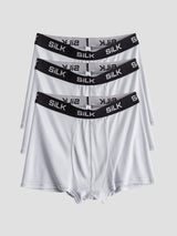 [Gray] Three pairs of white men's mulberry silk boxer briefs with black SILK waistbands 002
