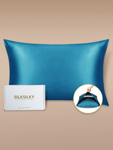 [Teal] Blue Mulberry silk pillowcase with envelope closure, SilkSilky packaging 002