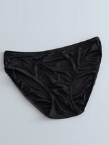 [Black] Black low-rise pure mulberry silk panties with soft breathable stretch 006
