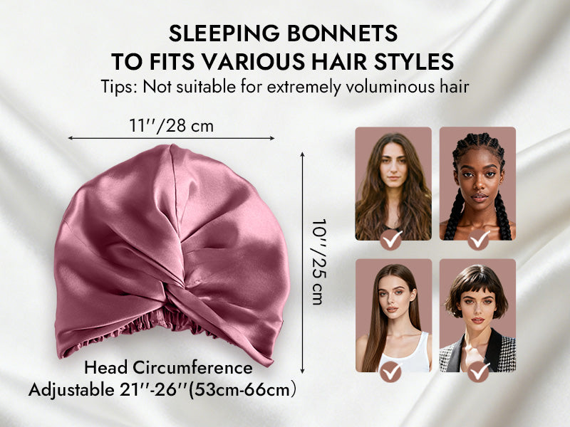 22Momme 100% Mulberry Silk Knot-Front Hair Bonnet with Adjustable Button Design - Detail 4