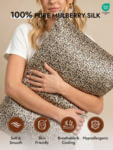 Leopard print 100% mulberry silk pillowcase, soft, breathable, OEKO-TEX certified