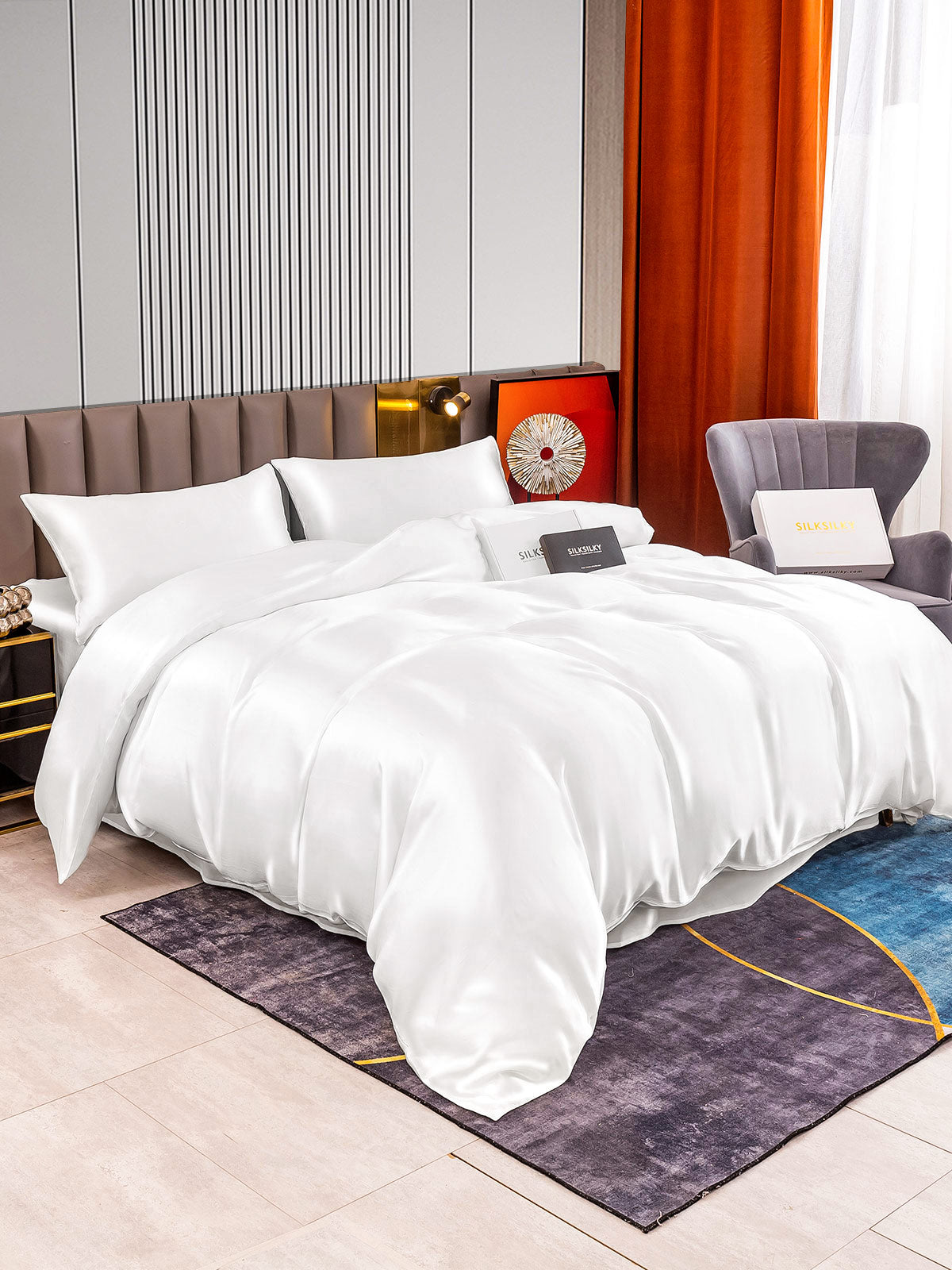 [White] SilkSilky  Bedding Set 002