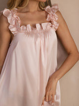 [Pink] SilkSilky  Sleeveless Square Neck Nightgown 003