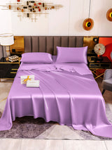 [Lavender] Lavender 100% mulberry silk bedding set with fitted sheet, flat sheet, and pillowcases 002