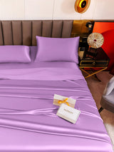 [Lavender] Lavender mulberry silk bedding set with fitted sheet, flat sheet and pillowcases 005