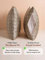 Leopard print silk pillowcase with hidden zipper and envelope closure